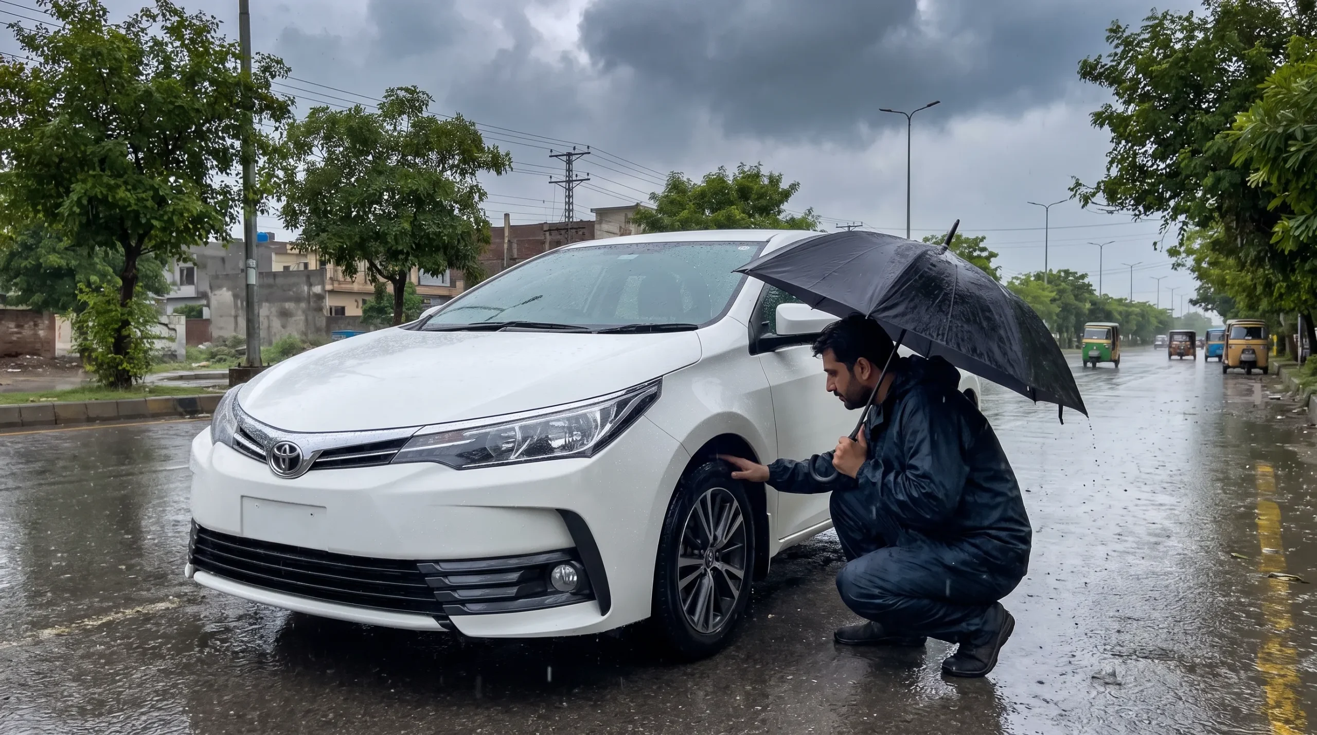 Car maintenance during the rainy season in Pakistan