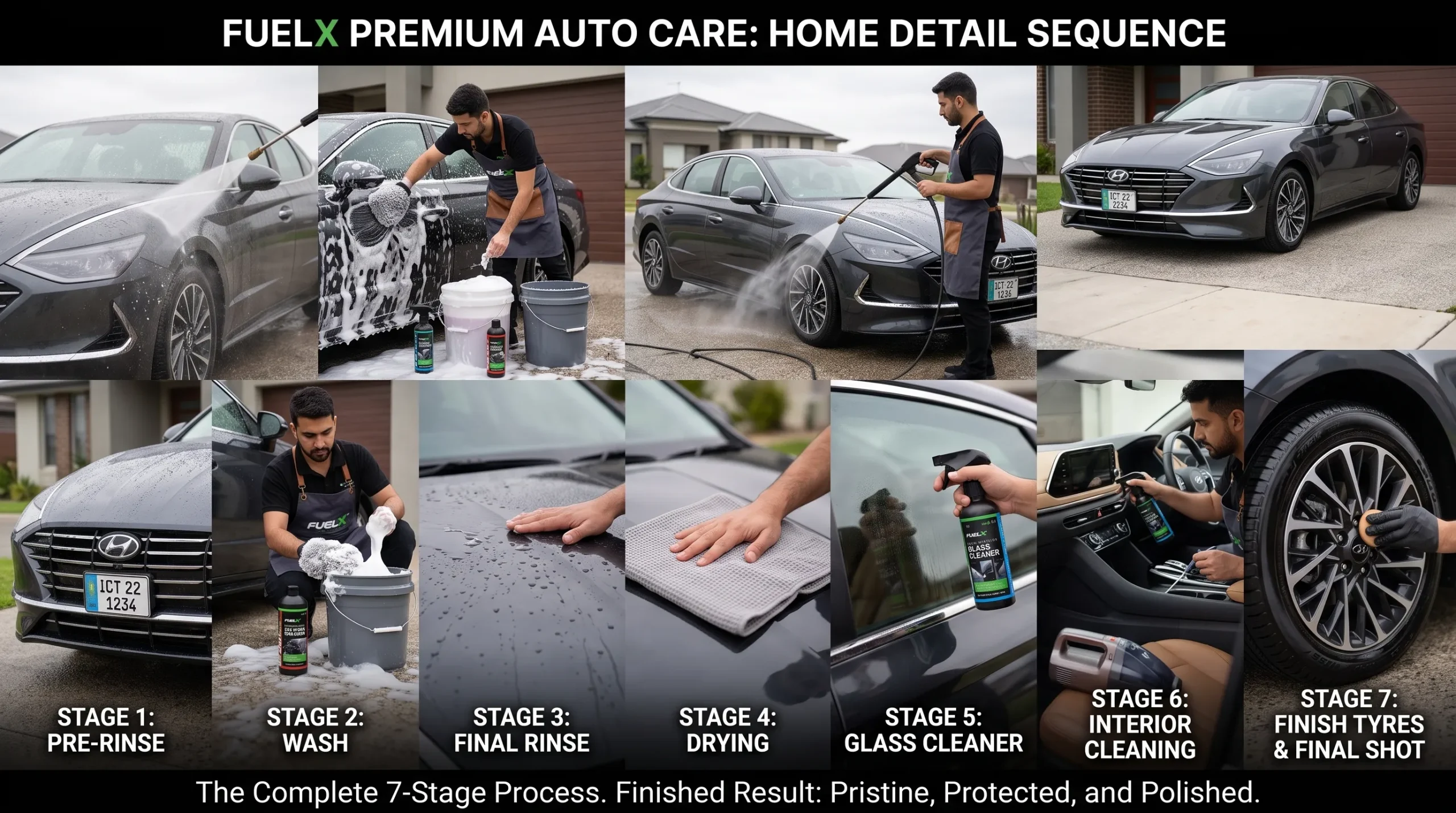 Step-by-step home car washing process