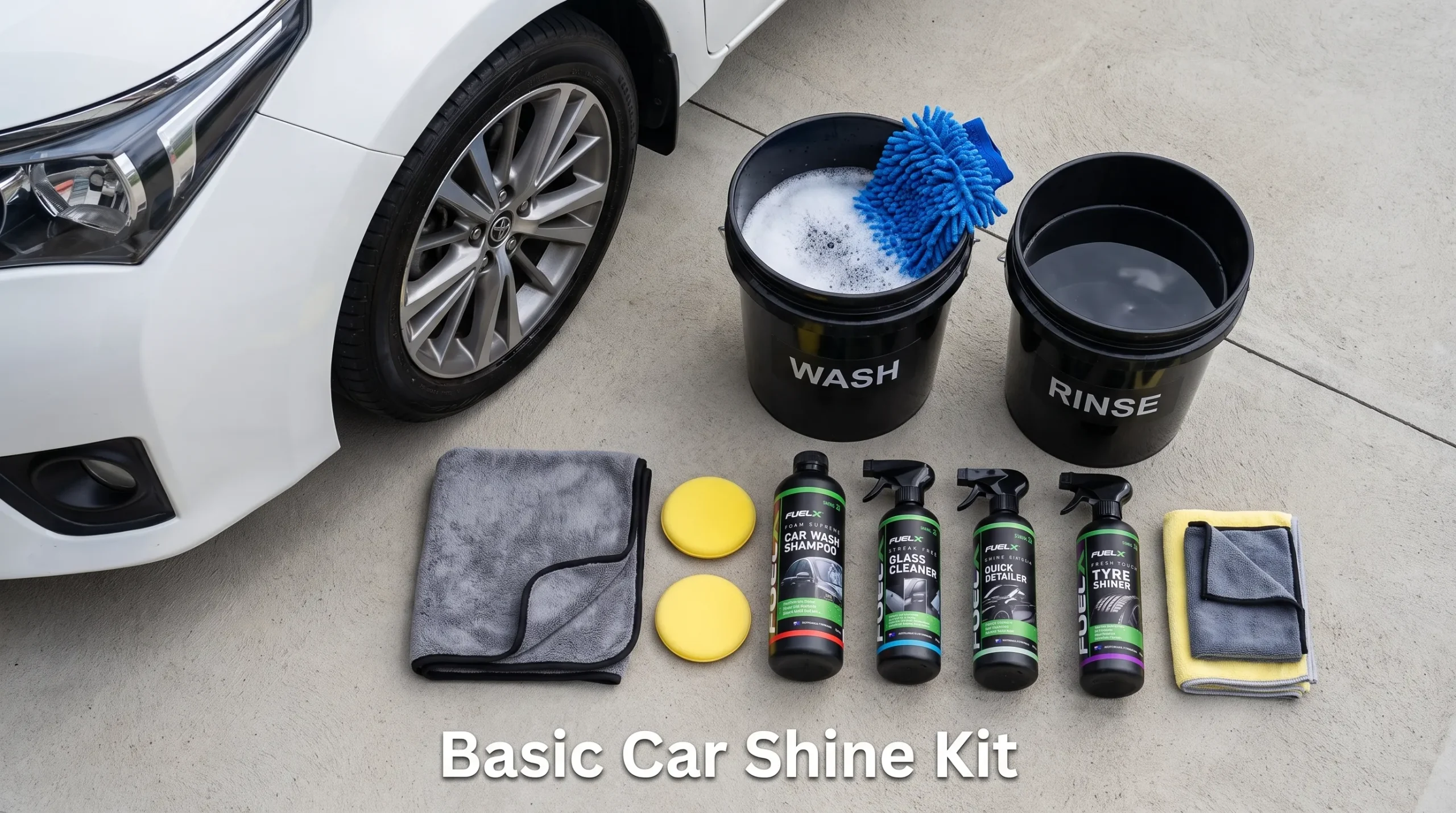 Car washing and detailing products for a rainy-day wash