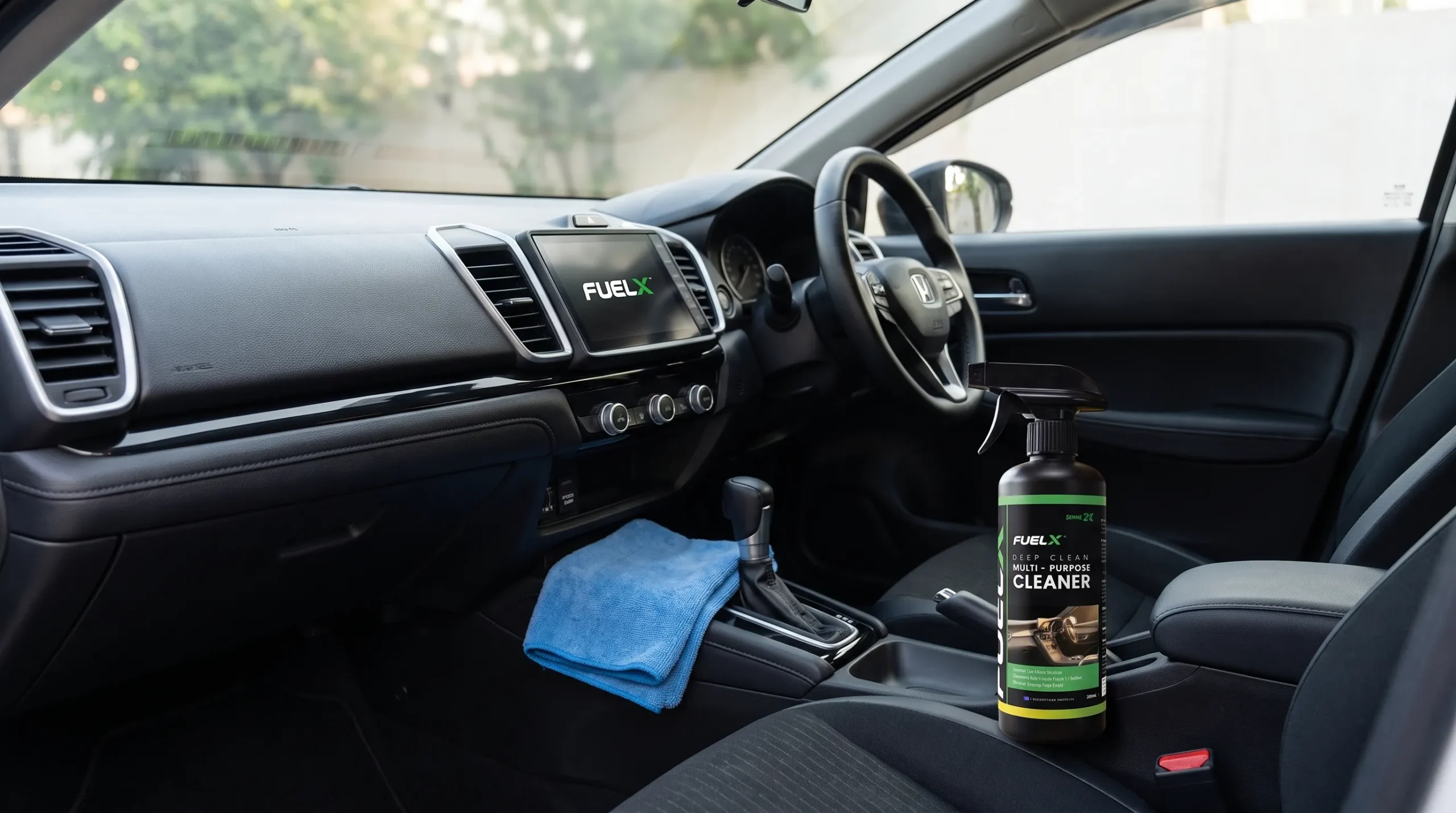 Clean car dashboard after safe interior cleaning